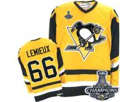 Men's CCM NHL Pittsburgh Penguins #66 Mario Lemieux Authentic Jersey Gold Stanley Cup Final Throwback CCM2322143