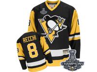 Men's CCM NHL Pittsburgh Penguins #8 Mark Recchi Authentic Jersey Black Stanley Cup Final Throwback CCM5272143