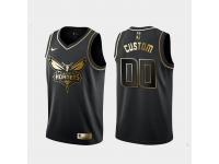 Men's Charlotte Hornets Black Custom Golden Edition Jersey With Any Name And Number