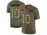 Men's Chicago Bears #10 Mitchell Trubisky 2019 Olive Camo Salute To Service Jersey