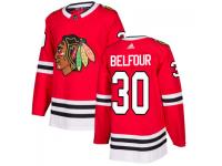 Men's Chicago Blackhawks #30 ED Belfour adidas Red Authentic Jersey