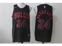 Men's Chicago Bulls #24 Lauri Markkanen All Black 2017 2018 Nike Swingman Stitched NBA Jersey