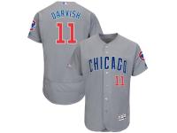 Men's Chicago Cubs Yu Darvish Majestic Gray Road Flex Base Authentic Collection Player Jersey