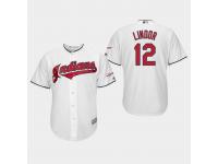 Men's Cleveland Indians 2019 All-Star Game Patch #12 White Francisco Lindor Cool Base Jersey
