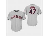 Men's Cleveland Indians 2019 All-Star Game Patch #47 Gray Trevor Bauer Cool Base Jersey
