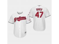 Men's Cleveland Indians 2019 All-Star Game Patch #47 White Trevor Bauer Cool Base Jersey
