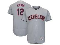 Men's Cleveland Indians Francisco Lindor Majestic Gray Road Flex Base Authentic Collection Player Jersey