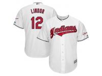 Men's Cleveland Indians Francisco Lindor Majestic White Home 2019 All-Star Game Patch Cool Base Player Jersey