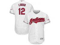 Men's Cleveland Indians Francisco Lindor Majestic White Home 2019 All-Star Game Patch Flex Base Player Jersey