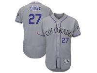 Men's Colorado Rockies Trevor Story Majestic Gray Road Authentic Collection Flex Base Player Jersey