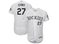 Men's Colorado Rockies Trevor Story Majestic White Home Flex Base Authentic Collection Player Jersey