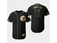 Men's Cubs 2019 Black Golden Edition Yu Darvish Flex Base Stitched Jersey