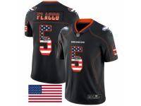 Men's Denver Broncos #5 Joe Flacco Limited Black Rush USA Flag Football Jersey