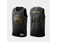 Men's Detroit Pistons Black Custom Golden Edition Jersey With Any Name And Number