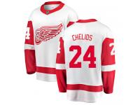 Men's Detroit Red Wings #24 Chris Chelios Authentic White Away Breakaway NHL Jersey