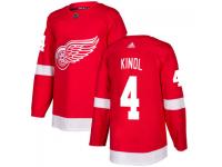 Men's Detroit Red Wings #4 Jakub Kindl adidas Red Authentic Jersey