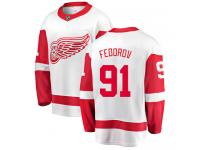 Men's Detroit Red Wings #91 Sergei Fedorov Authentic White Away Breakaway NHL Jersey