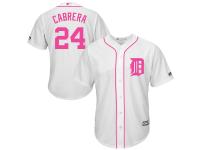 Men's Detroit Tigers Miguel Cabrera Majestic White Fashion 2016 Mother's Day Cool Base Replica Jersey
