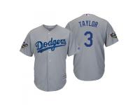 Men's Dodgers 2018 World Series Majestic Gray Chris Taylor Cool Base Jersey
