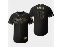 Men's Dodgers 2019 Black Golden Edition Kenta Maeda Flex Base Stitched Jersey