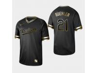 Men's Dodgers 2019 Black Golden Edition Walker Buehler V-Neck Stitched Jersey