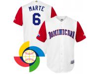 Men's Dominican Republic Baseball Starling Marte Majestic White 2017 World Baseball Classic Jersey