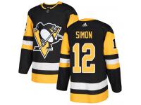 Men's Dominik Simon Authentic Black Adidas Jersey NHL Pittsburgh Penguins #12 Home