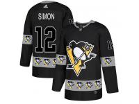 Men's Dominik Simon Authentic Black Adidas Jersey NHL Pittsburgh Penguins #12 Team Logo Fashion