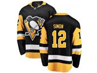 Men's Dominik Simon Breakaway Black Jersey NHL Pittsburgh Penguins #12 Home
