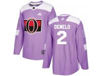 Men's Dylan DeMelo Authentic Purple Adidas Jersey NHL Ottawa Senators #2 Fights Cancer Practice