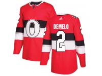 Men's Dylan DeMelo Authentic Red Adidas Jersey NHL Ottawa Senators #2 2017 100 Classic