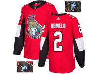 Men's Dylan DeMelo Authentic Red Adidas Jersey NHL Ottawa Senators #2 Fashion Gold