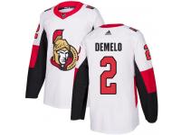 Men's Dylan DeMelo Authentic White Adidas Jersey NHL Ottawa Senators #2 Away