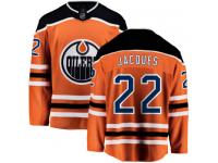 Men's Edmonton Oilers #22 Jean-Francois Jacques Orange Home Breakaway NHL Jersey