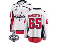Men's Fanatics Branded Washington Capitals #65 Andre Burakovsky White Away Breakaway 2018 Stanley Cup Final NHL Jersey