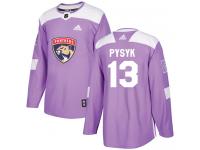 Men's Florida Panthers #13 Mark Pysyk Adidas Purple Authentic Fights Cancer Practice NHL Jersey
