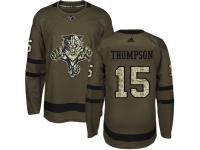 Men's Florida Panthers #15 Paul Thompson Adidas Green Authentic Salute To Service NHL Jersey