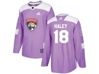 Men's Florida Panthers #18 Micheal Haley Adidas Purple Authentic Fights Cancer Practice NHL Jersey