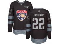 Men's Florida Panthers #22 Troy Brouwer Adidas Black Authentic 1917-2017 100th Anniversary NHL Jersey