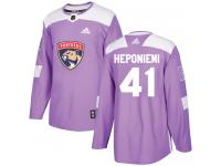 Men's Florida Panthers #41 Aleksi Heponiemi Adidas Purple Authentic Fights Cancer Practice NHL Jersey