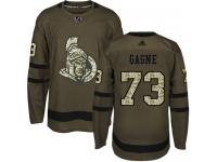 Men's Gabriel Gagne Authentic Green Adidas Jersey NHL Ottawa Senators #73 Salute to Service