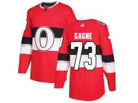 Men's Gabriel Gagne Authentic Red Adidas Jersey NHL Ottawa Senators #73 2017 100 Classic