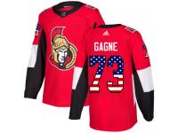 Men's Gabriel Gagne Authentic Red Adidas Jersey NHL Ottawa Senators #73 USA Flag Fashion
