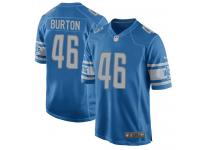 Men's Game Michael Burton #46 Nike Light Blue Home Jersey - NFL Detroit Lions