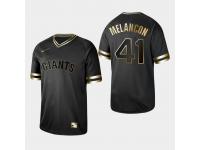 Men's Giants 2019 Black Golden Edition Mark Melancon V-Neck Stitched Jersey