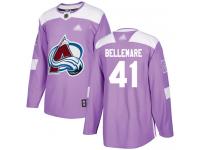 Men's Hockey Colorado Avalanche #41 Pierre-Edouard Bellemare Jersey Purple Fights Cancer Practice