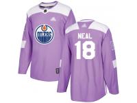 Men's Hockey Edmonton Oilers #18 James Neal Jersey Purple Fights Cancer Practice