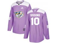 Men's Hockey Nashville Predators #10 Colton Sissons Purple Fights Cancer Practice Jersey