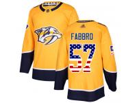 Men's Hockey Nashville Predators #57 Dante Fabbro Gold USA Flag Fashion Jersey