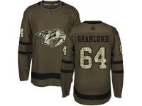 Men's Hockey Nashville Predators #64 Mikael Granlund Green Salute to Service Jersey